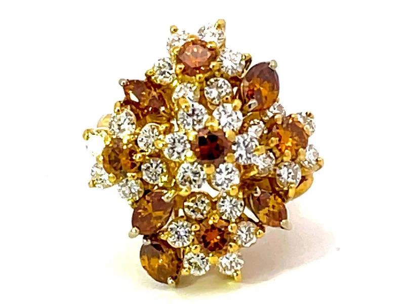 Terrel and Zimmelman Natural Fancy Vivid Diamond Cluster Ring in 18K Yellow Gold