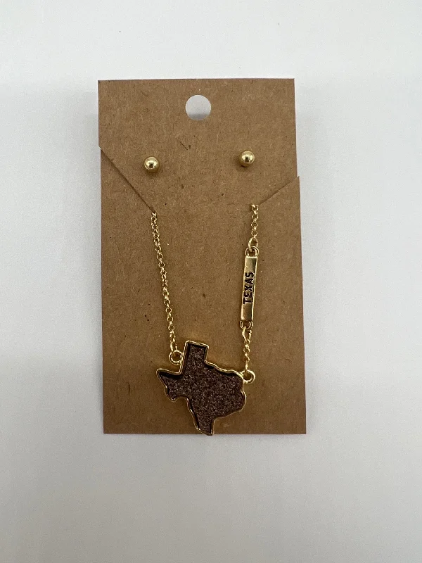 Texas Druzy Necklace/Earring Set - Maroon