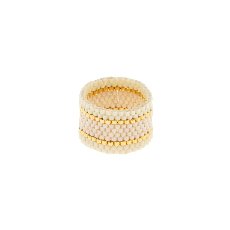 Wide Woven Ring - PEARL/CREAM