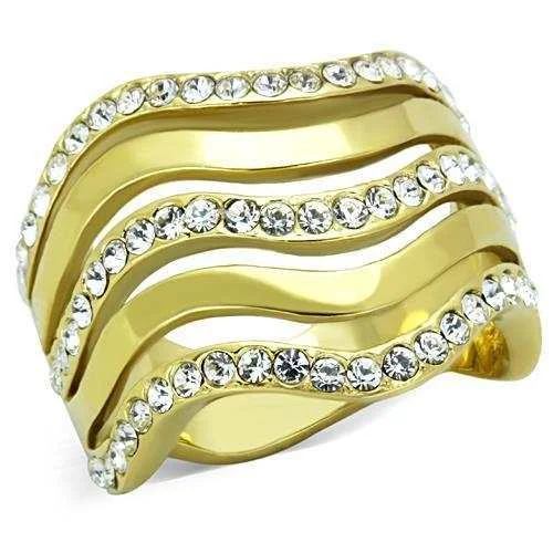 Women Stainless Steel Synthetic Crystal Rings